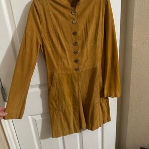 Women's Mustard Button-Up Suede jacket/ shacket